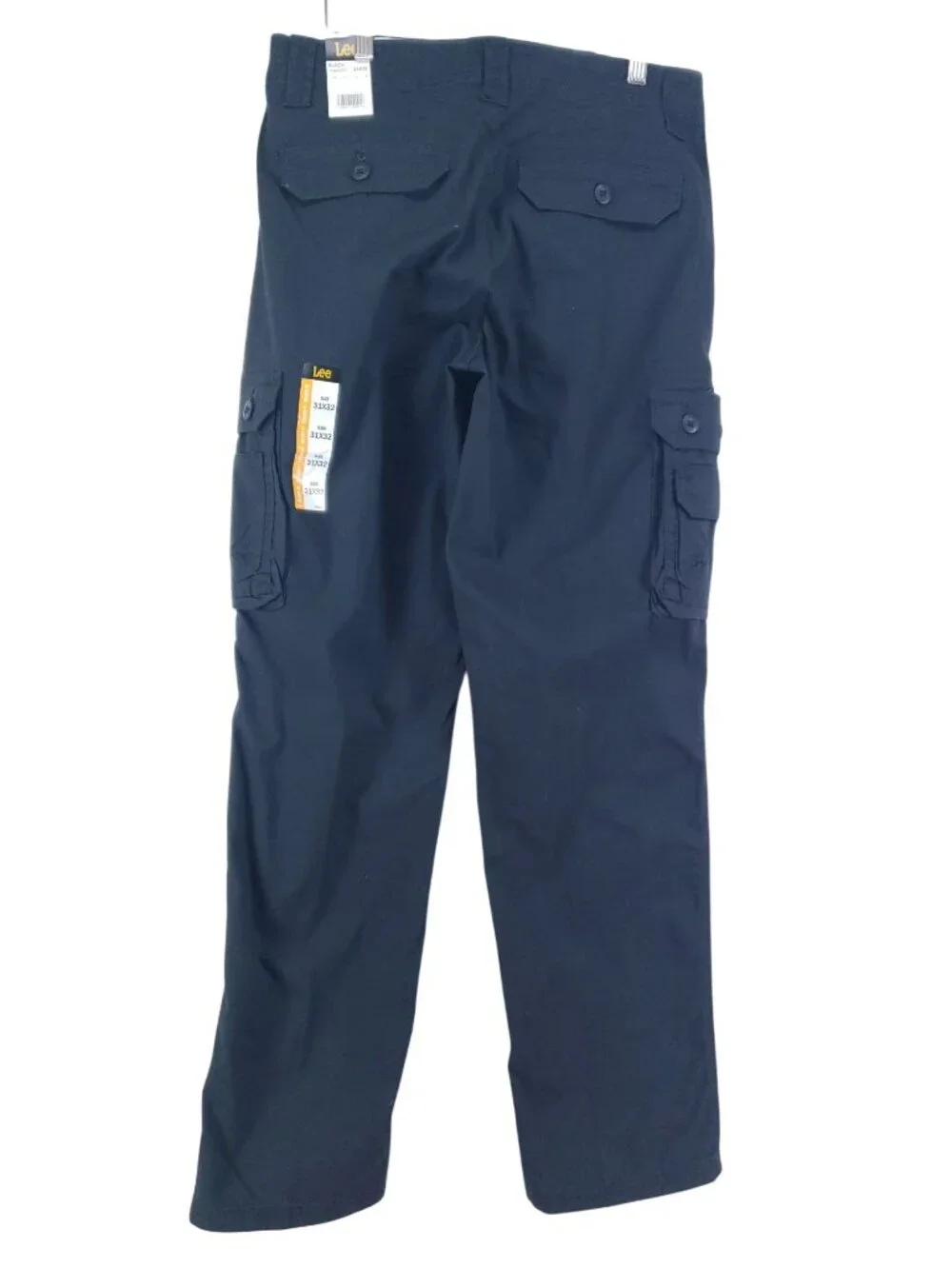 Lee Mens Relaxed Fit Cargo Pants 31x32 Black Ripstop High Rise Straight Leg